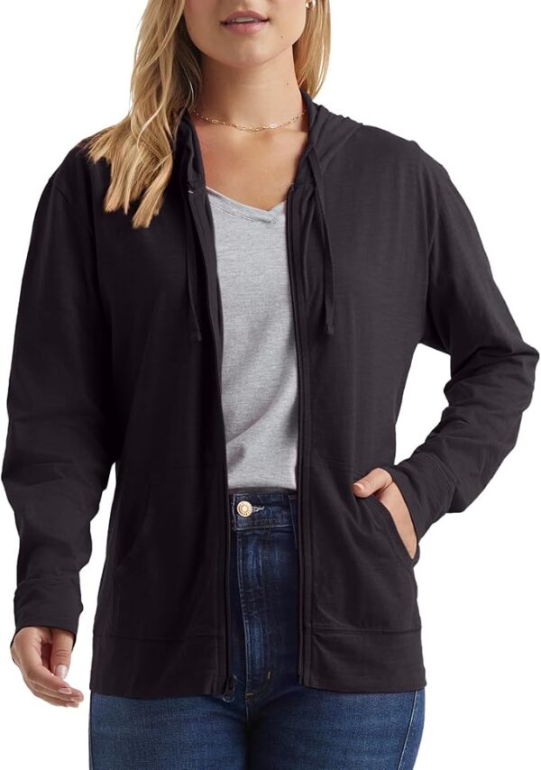 Hanes Women’s Slub Knit Full-Zip Hoodie, Textured Cotton Zip-Up T-Shirt Hoodie for Women - Image 2