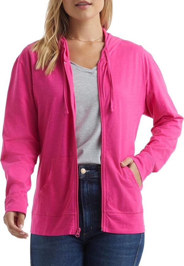 Hanes Women’s Slub Knit Full-Zip Hoodie, Textured Cotton Zip-Up T-Shirt Hoodie for Women - Image 3