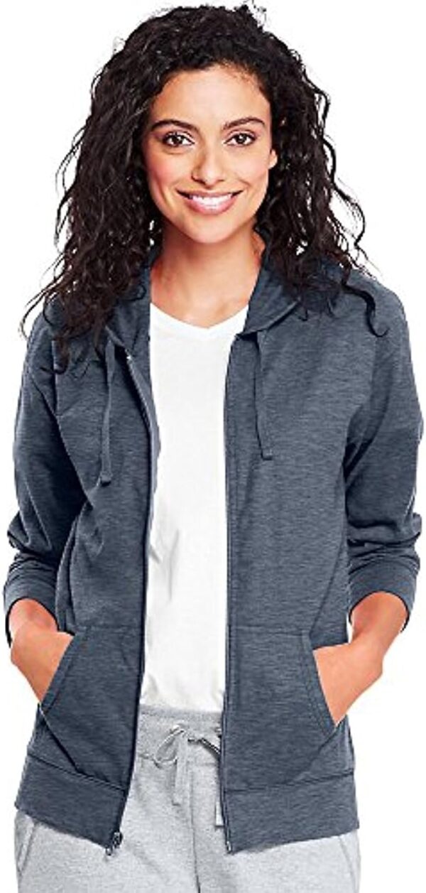 Hanes Women’s Slub Knit Full-Zip Hoodie, Textured Cotton Zip-Up T-Shirt Hoodie for Women - Image 5